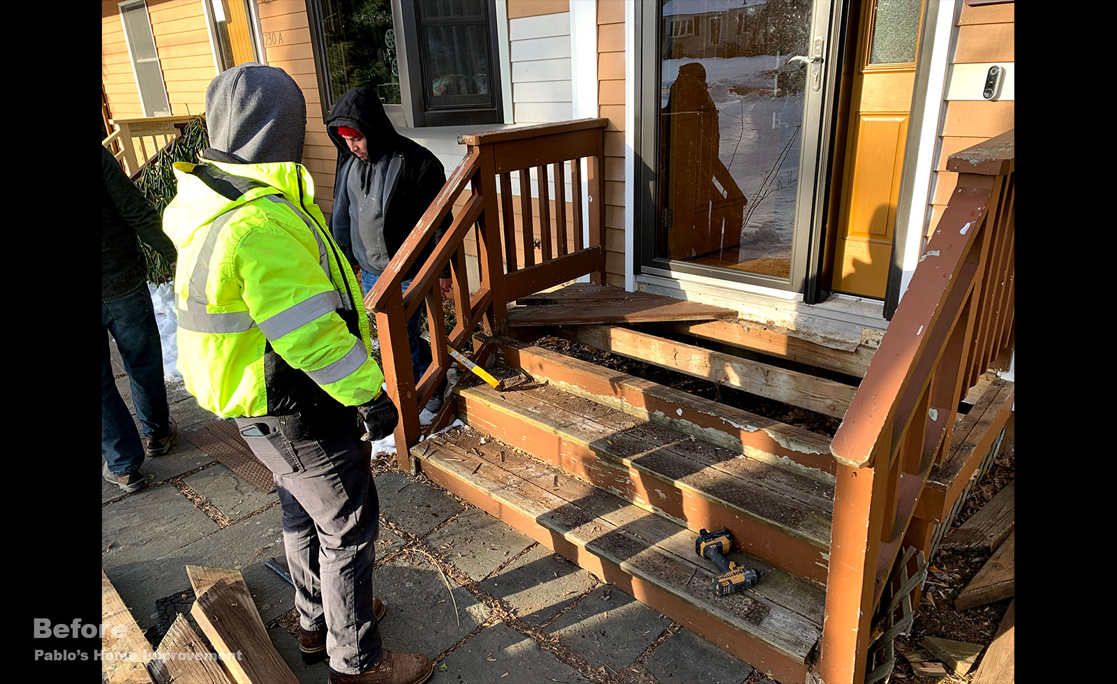 Taking out old rotted porch boards